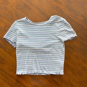American Eagle crop top- size small blue with white and green stripes